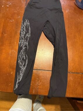 Black Leggings with White Tribal Side Print